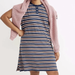 Madewell Dresses | Madewell Striped Knee-Length Henley T-Shirt Dress Size X-Small | Color: Blue | Size: Xs