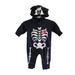 Disney Costumes | Disney Mickey Mouse Glow In The Dark Skeleton Hooded Union Suit Costume 0-3m | Color: Black/White | Size: 0-3 Months