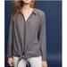 Anthropologie Tops | Anthropologie Maeve Tuesday Tie Front Button Down Tencel Slate Gray Medium | Color: Gray | Size: M