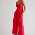 Free People Pants & Jumpsuits | Free People Free-Est Day Glow One-Piece Jumpsuit Dress Smocked Solid S | Color: Red | Size: S