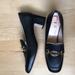 Gucci Shoes | Gucci Zumi Gg Silver/Gold Logo Black Leather Square Toe Mid Heel Loafers Pumps | Color: Black | Size: 38eu