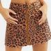 Free People Skirts | Free People Leopard Print Denim Mini Skirt 29/8 | Color: Black/Brown | Size: 8