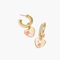 Madewell Jewelry | Madewell Floral Heart Huggie Hoop Earrings | Color: Gold/Red | Size: Os