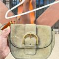 J. Crew Bags | J. Crew Bag Crossbody Buckle Suede Green Tan Leather Strap Satchel Flap Over | Color: Green/Tan | Size: Os