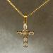 Anthropologie Jewelry | New Beautiful Diamond Crystal Cross Necklace 18k Gold Plated Tarnished Free | Color: Gold | Size: Os