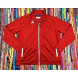 Adidas Shirts | Adidas Climalite Mens Xxl Red Team Utility Track Jacket Red White Full Zip Euc | Color: Red | Size: Xxl