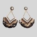 Anthropologie Jewelry | Anthropologie Gold Plated Black Crystal Tassel Chevron Earrings | Color: Black/Gold | Size: Os