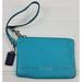 Coach Bags | Coach Pebbled Leather Wristlet Clutch Pouch Wallet Teal | Color: Blue | Size: Os