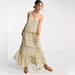 Free People Dresses | Free People Midnight Dance Maxi Dress In Gray Multi Large | Color: Cream/Yellow | Size: L