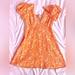 Jessica Simpson Dresses | Jessica Simpson Pastel Orange White Floral Puff Sleeve Dress | Color: Orange | Size: M