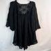 Free People Tops | Free People Wool Blend Black Lace Crochet Boho Tunic Top | Color: Black | Size: M