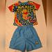 Disney Matching Sets | Disney Winnie The Pooh 2 Piece Outfit Swim Shirt Shorts Tie Dye 18 Months Euc | Color: Blue/Red | Size: 18mb