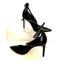 Michael Kors Shoes | Michael Kors Jeannie 3.75" Heel Studded Ankle Wrap Strap Pump Black Leather 9m | Color: Black | Size: 9