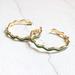 Anthropologie Jewelry | Anthropologie Enamel Wavy Hoop Earrings | Color: Gold/Green | Size: Os