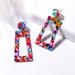Anthropologie Jewelry | 2/$35 Colorful Marbled Mosaic Acrylic Cutout Drop Earrings | Color: Blue/Red | Size: Os