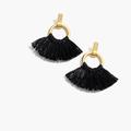 Madewell Jewelry | Madewell Black Raffia Hoop Earrings | Color: Black/Gold | Size: Os