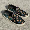 Coach Shoes | Coach Floral Slip On Sneakers | Color: Black/White | Size: 6.5