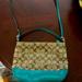 Coach Bags | Coach Handbag. Teal With Shoulder Strap And Handle. Gently Used | Color: Tan | Size: Os