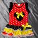 Disney Dresses | 18/24 M (1” Spot Unsewn) Flared Lace Ruffle Minni Mouse Disney | Color: Black/Red | Size: 18mb