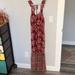 American Eagle Outfitters Dresses | American Eagle Red/ Maroon, With Gold Floral Maxi Dress. Long Dress With Flowers | Color: Gold/Red | Size: M