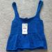 Zara Tops | Beautiful Blue Peplum Crochet Top From Zara | Color: Blue | Size: S