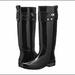 Coach Shoes | Coach "Talia" Tall Shiny Black Rubber Rain Boots | Color: Black/Gold | Size: 6