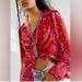 Free People Tops | Free People Size M Bianca Printed Button Front Blouse | Color: Pink/Red | Size: M