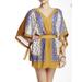 Free People Dresses | Free People Women's Santa Cruz Flowy Boho Blue And Yellow Kimono Mini Dress Xs | Color: Yellow | Size: Xs