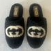 Gucci Shoes | Gucci Shearling Slides | Color: Black/Cream | Size: 39