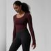 Athleta Tops | Athleta The Shanti Long Sleeve Crop Top In Burgundy, Size 2x | Color: Red | Size: 2x