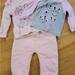 Disney Matching Sets | Baby Disney Size 9 Months Baby Girl Sweat Pants And 2 Long Sleeve T Shirts Euc | Color: Pink | Size: 9mb