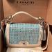 Coach Bags | Coach Legacy Romy Blue/Sand Leather Crossbody Satchel Woven Leather Design New | Color: Blue/Cream | Size: Os