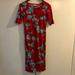 Lularoe Dresses | Euc Lularoe Julia Dress - Red Floral Design Size Xxs B74 | Color: Blue/Red | Size: Xxs