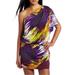 Jessica Simpson Dresses | Jessica Simpson One Shoulder Mini Dress Dolman Flutter Sleeve Women's Sz S Euc | Color: Purple | Size: S