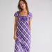 Free People Dresses | Free People Natlya Check Midi Dress Purple Size L | Color: Purple/White | Size: L