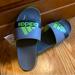 Adidas Shoes | Adidas Mens Adilette Comfort Slides Sandals Grey & Green ~ 7 | Color: Gray/Green | Size: 7