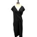 Athleta Dresses | Athleta Size St Nectar Black Faux Wrap Stretch V-Neck Midi Dress | Color: Black | Size: S