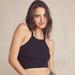 Free People Tops | Free People Bella Black Seamless Rib Cropped Tank Top | Color: Black | Size: M/L