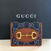 Gucci Bags | Gucci Denim Leather Horsebit 1955 Card Case Compact Wallet Authentic New! | Color: Blue/Brown | Size: Os