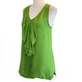 Lilly Pulitzer Tops | Lilly Pulitzer Sleeveless V-Neck Ruffle Parakeet Green Crepe Silk Top Size 10 | Color: Green | Size: 10