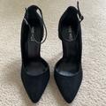 Nine West Shoes | Black Suede Nine West Ankle Strap Stilettos | Color: Black | Size: 9