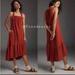 Anthropologie Dresses | Anthropologie Square Neck Flounced Midi Dress Tiered Crimson Size Xs Nwt | Color: Brown/Red | Size: Xs