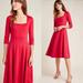 Anthropologie Dresses | Anthropologie Maeve Square Neck Jocelyn Dress Red S | Color: Red | Size: S