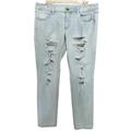 American Eagle Outfitters Jeans | American Eagle Super Low Rise Jeggings Super Stretch Ripped Destructed Jeans | Color: Blue | Size: 14