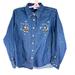 Disney Tops | Disney Mickey Mini Tis The Season Denim Shirt Womens Size Xl Blue | Color: Blue | Size: Xl