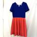 Lularoe Dresses | Lularoe Red Blue Pleated Amelia Simply Comfortable Color Block Dress Womens Xl | Color: Blue/Red | Size: Xl