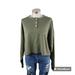 American Eagle Outfitters Tops | American Eagle Outfitters Women's Olive Oversized Henley Crop Sweatshirt Size M | Color: Green | Size: M