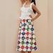 Anthropologie Skirts | Anthropologie Tiny. Brand Carleen Patchwork Midi Skirt Sz: X-Small | Color: White | Size: Xs