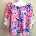 Lilly Pulitzer Tops | Lilly Pulitzer Zaylee Off The Shoulder Top Bennet Blue Bay Dreamin Size M | Color: Blue/Pink | Size: M
