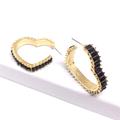 Anthropologie Jewelry | 2/$35 Anthropologie Gold Plated Black Baguette Heart Shaped Hoops D16 | Color: Black/Gold | Size: 1.25”